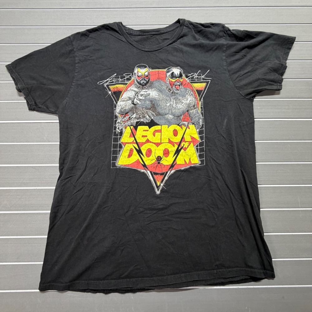 WWE Legion of Doom Road Warriors Graphic T-Shirt Mens XL Black What A Rush Hawk